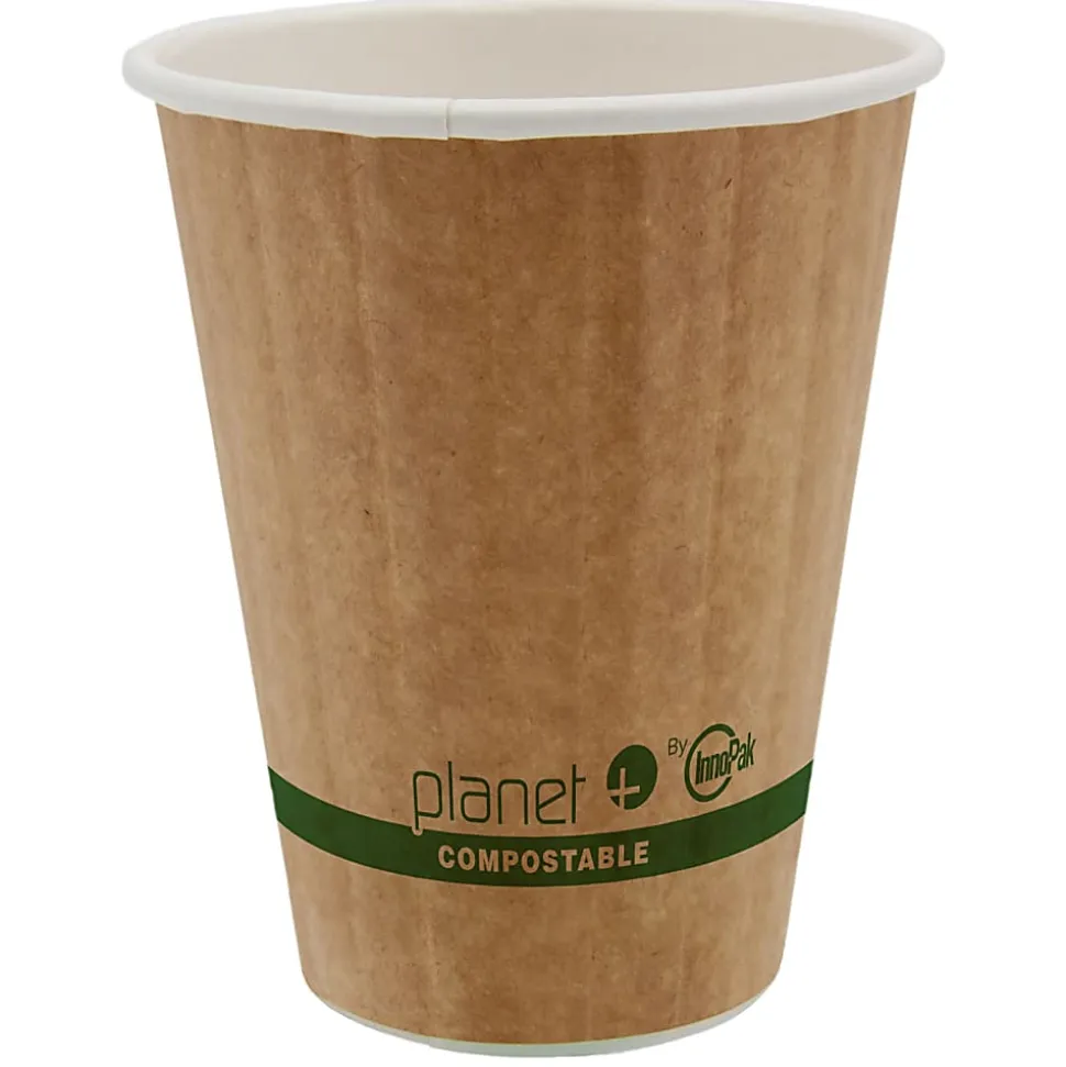 StalkMarket Planet+ Compostable Hot Cups, Double Wall, 8 Oz, Brown, Pack Of 1,000 Cups