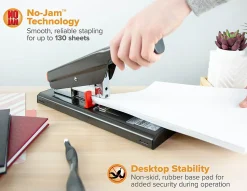 Stanley® Bostitch 130-Sheet Heavy-Duty Stapler With Antimicrobial Protection, Black