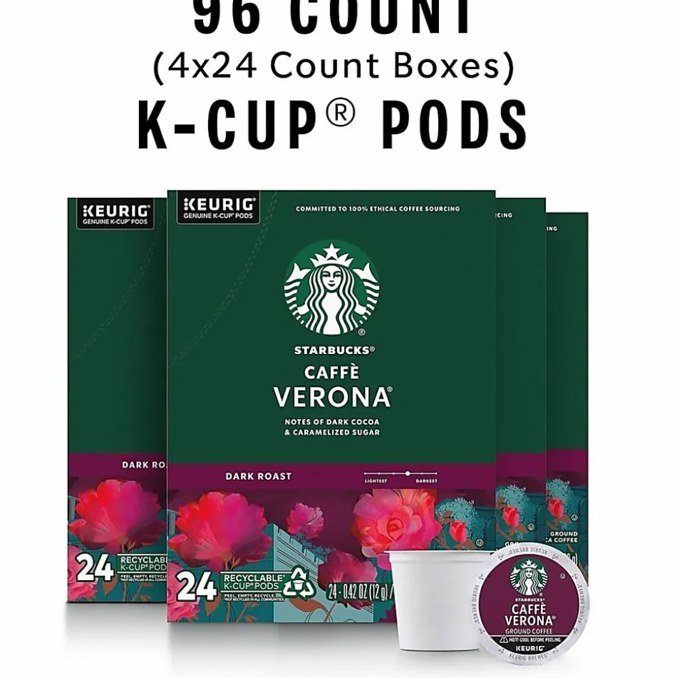 Starbucks® K-Cup Caffe Verona Coffee - Compatible with Keurig Brewer - K-Cup - Caffe Verona - 24/Box - 4 / Carton