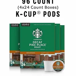 Starbucks® K-Cup Decaf Pike Place Roast Coffee, 24/Pack, 4/Box, 12434952CT