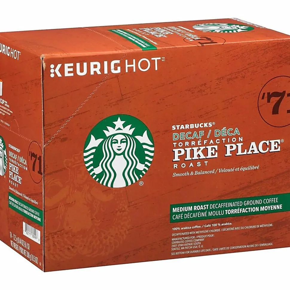 Starbucks® K-Cup Decaf Pike Place Roast Coffee, 24/Pack, 4/Box, 12434952CT