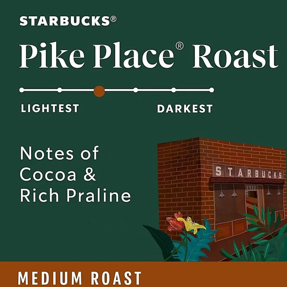 Starbucks® K-Cup Pike Place Roast Coffee - Compatible with Keurig Brewer - Medium - K-Cup - Pike Place Roast - 24/Box - 4 / Carton