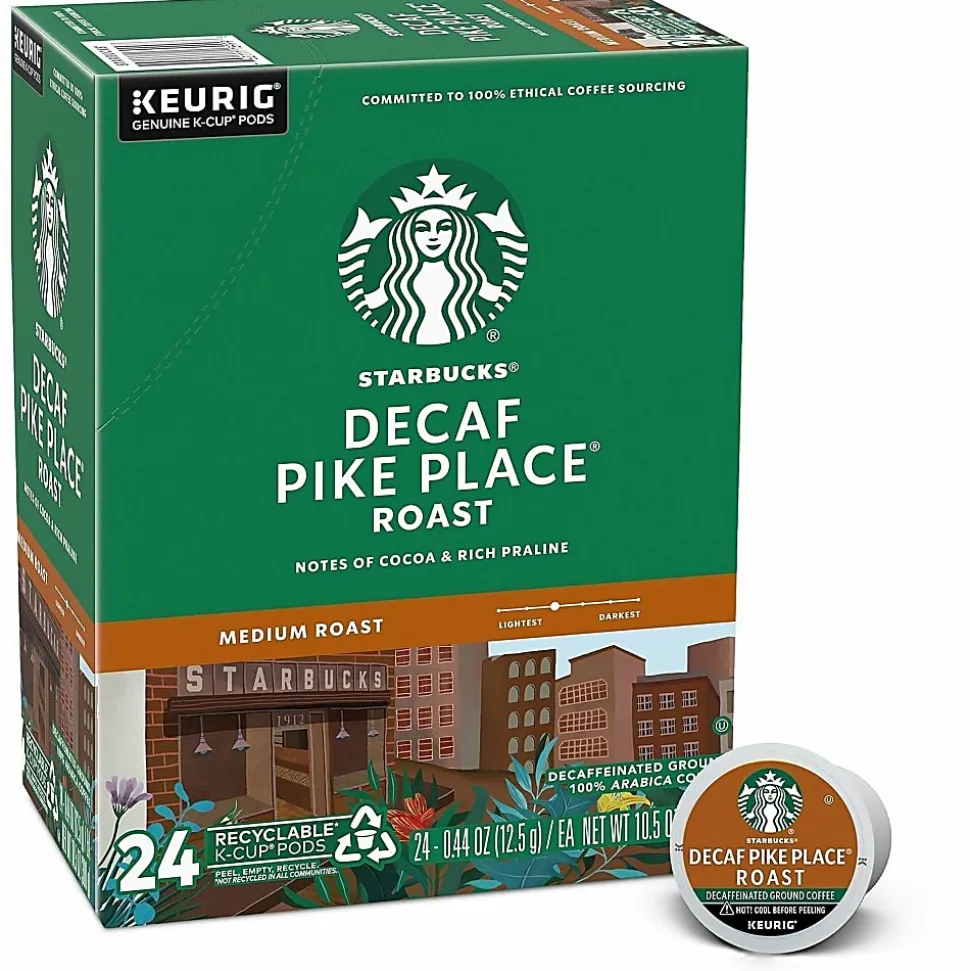 Starbucks® Pike Place Single-Serve Coffee K-Cup®, Decaffeinated, Carton Of 24