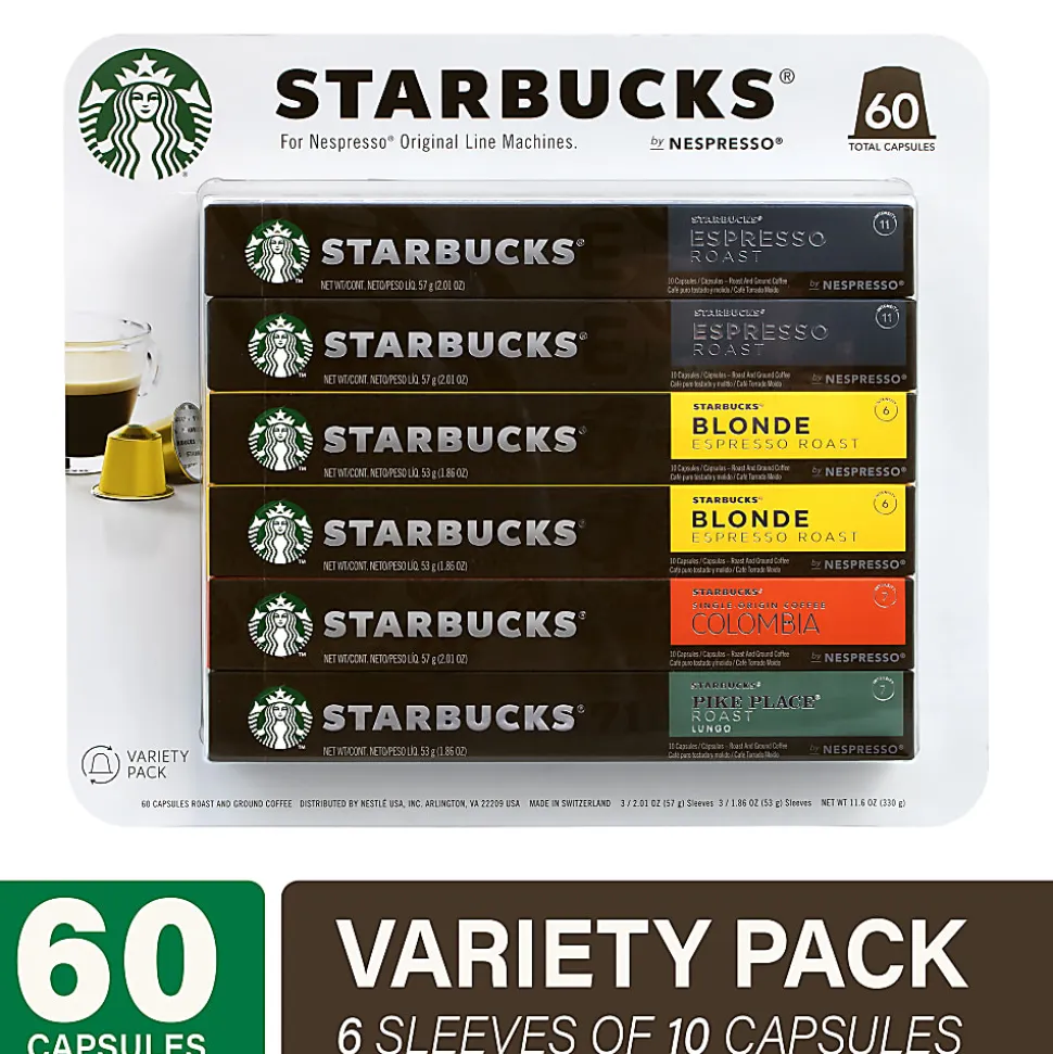 Starbucks® Single-Serve Coffee Freshpacks, Variety Pack, Carton Of 60, 6 x 10 Per Box