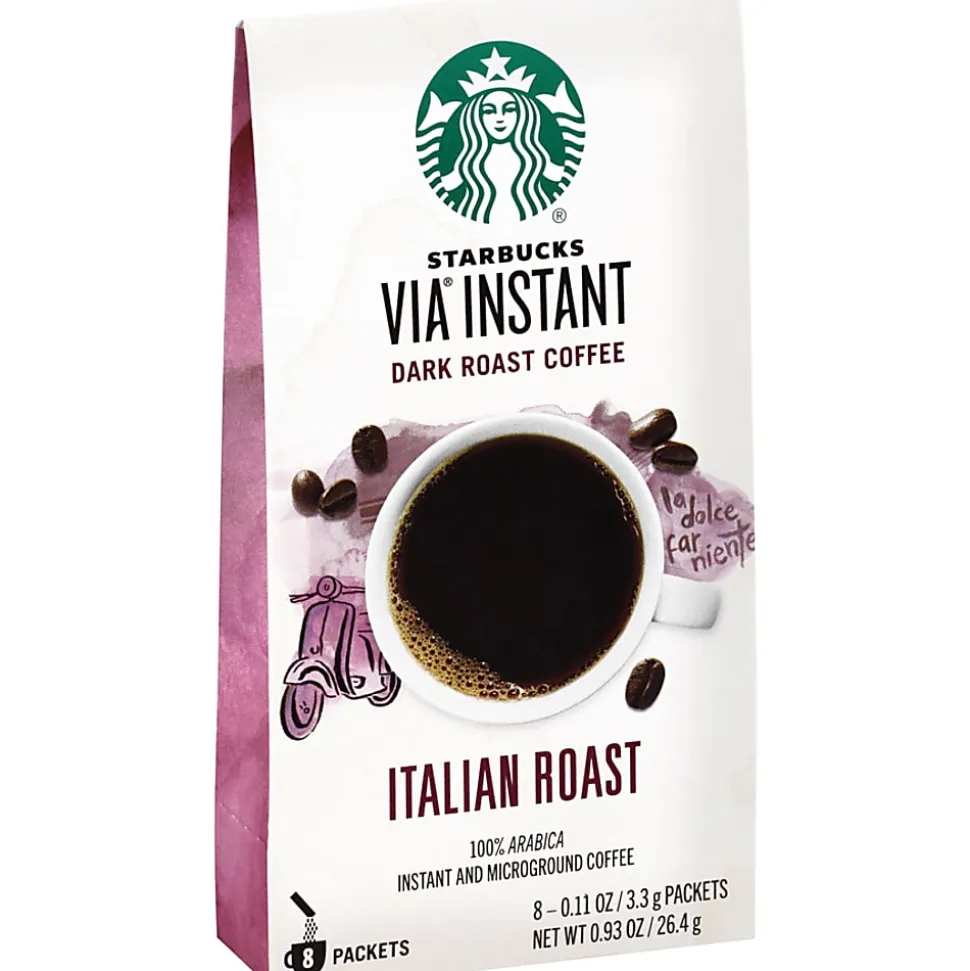 Starbucks® VIA™ Ready Brew Coffee, Italian Roast, 0.1 Oz Per Bag, Carton Of 8 Bags