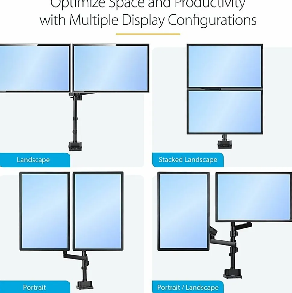 StarTech.com Desk Mount Dual Monitor Arm - Full Motion Monitor Mount for 2x VESA Displays up to 32" (17lb/8kg)