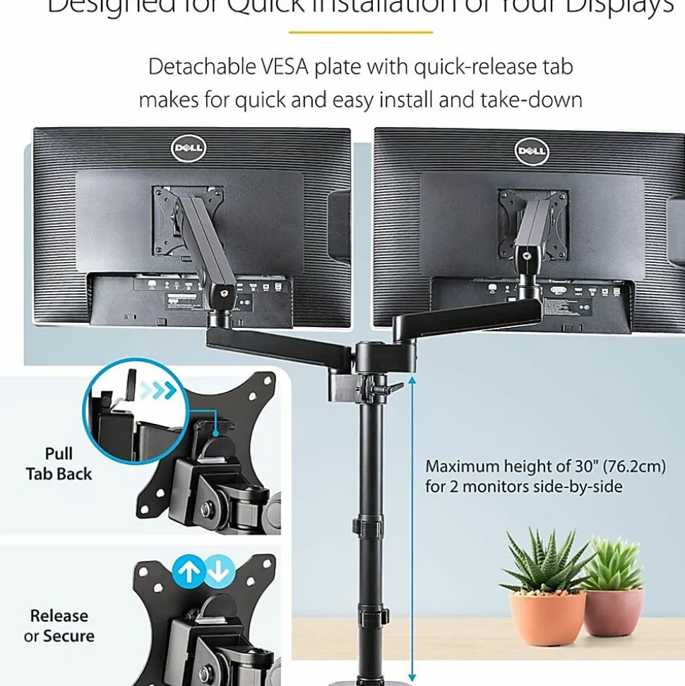 StarTech.com Desk Mount Dual Monitor Arm - Full Motion Monitor Mount for 2x VESA Displays up to 32" (17lb/8kg)