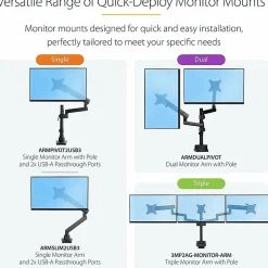 StarTech.com Desk Mount Dual Monitor Arm - Full Motion Monitor Mount for 2x VESA Displays up to 32