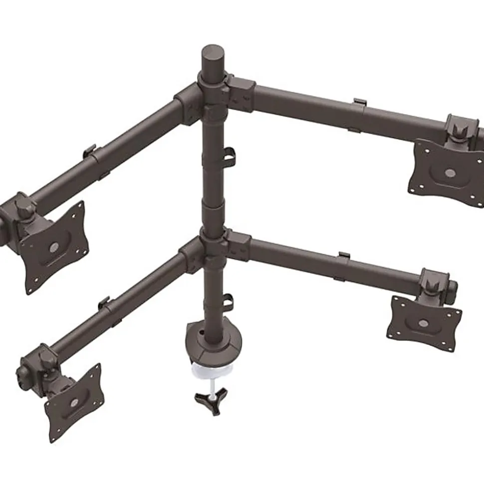StarTech.com Desk Mount Quad Monitor Arm - 4 VESA Displays up to 27" - Ergonomic Height Adjustable Articulating Pole Mount - Clamp/Grommet
