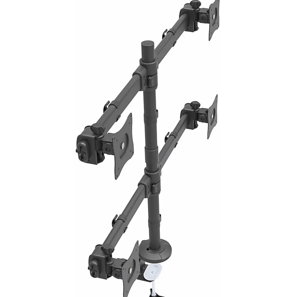 StarTech.com Desk Mount Quad Monitor Arm - 4 VESA Displays up to 27" - Ergonomic Height Adjustable Articulating Pole Mount - Clamp/Grommet