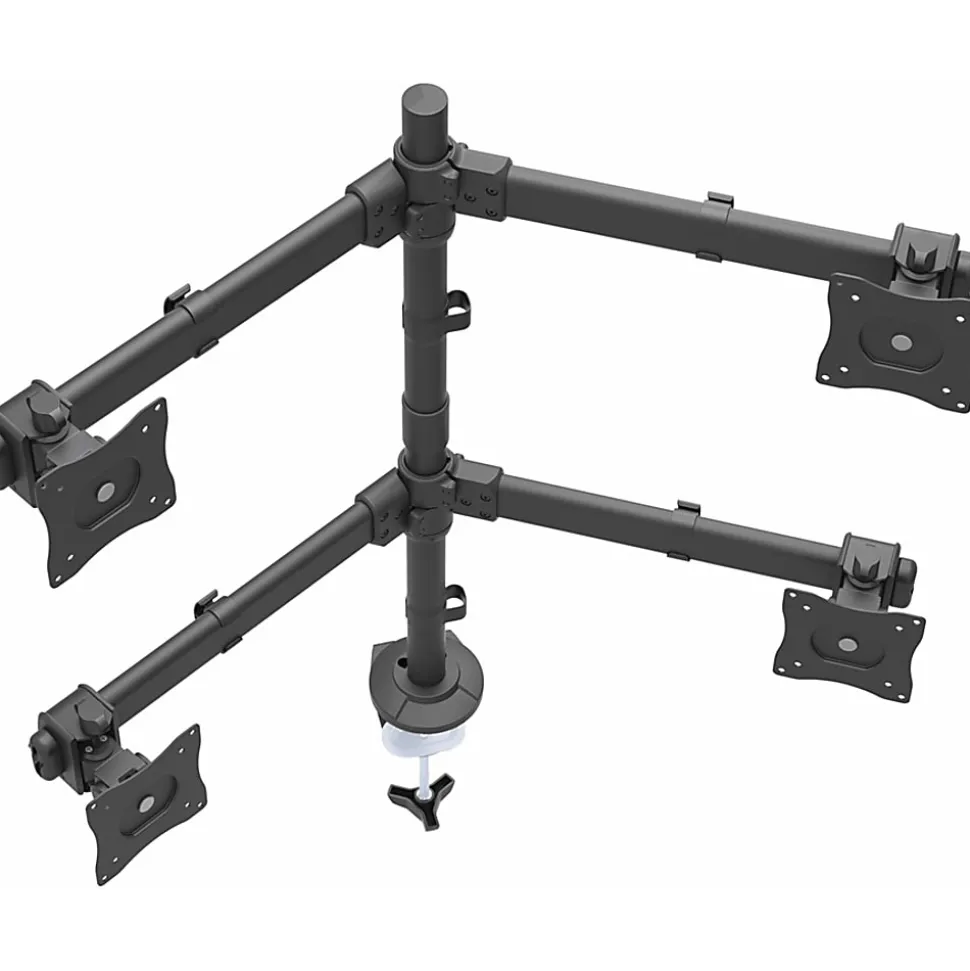 StarTech.com Desk Mount Quad Monitor Arm - 4 VESA Displays up to 27" - Ergonomic Height Adjustable Articulating Pole Mount - Clamp/Grommet