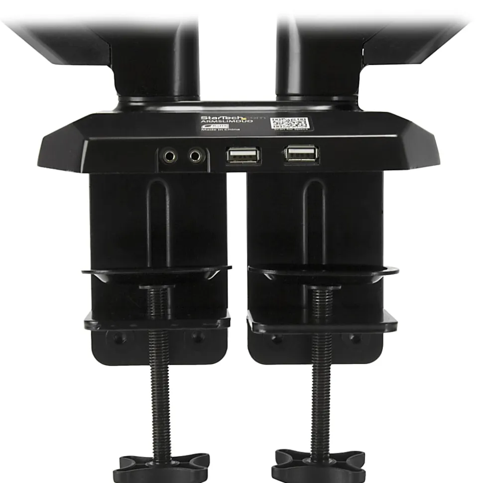 StarTech.com Dual Monitor Arm - USB Hub and Audio Ports in Base - Monitors up to 32" - VESA Monitor Stand Desk Mount