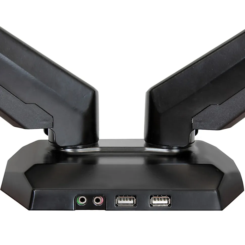StarTech.com Dual Monitor Arm - USB Hub and Audio Ports in Base - Monitors up to 32" - VESA Monitor Stand Desk Mount