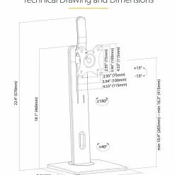 StarTech.com Free Standing Single Monitor Mount, Height Adjustable Ergonomic Monitor Desk Stand, For VESA Mount Displays up to 32" (15lb)