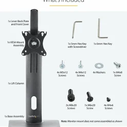 StarTech.com Free Standing Single Monitor Mount, Height Adjustable Ergonomic Monitor Desk Stand, For VESA Mount Displays up to 32