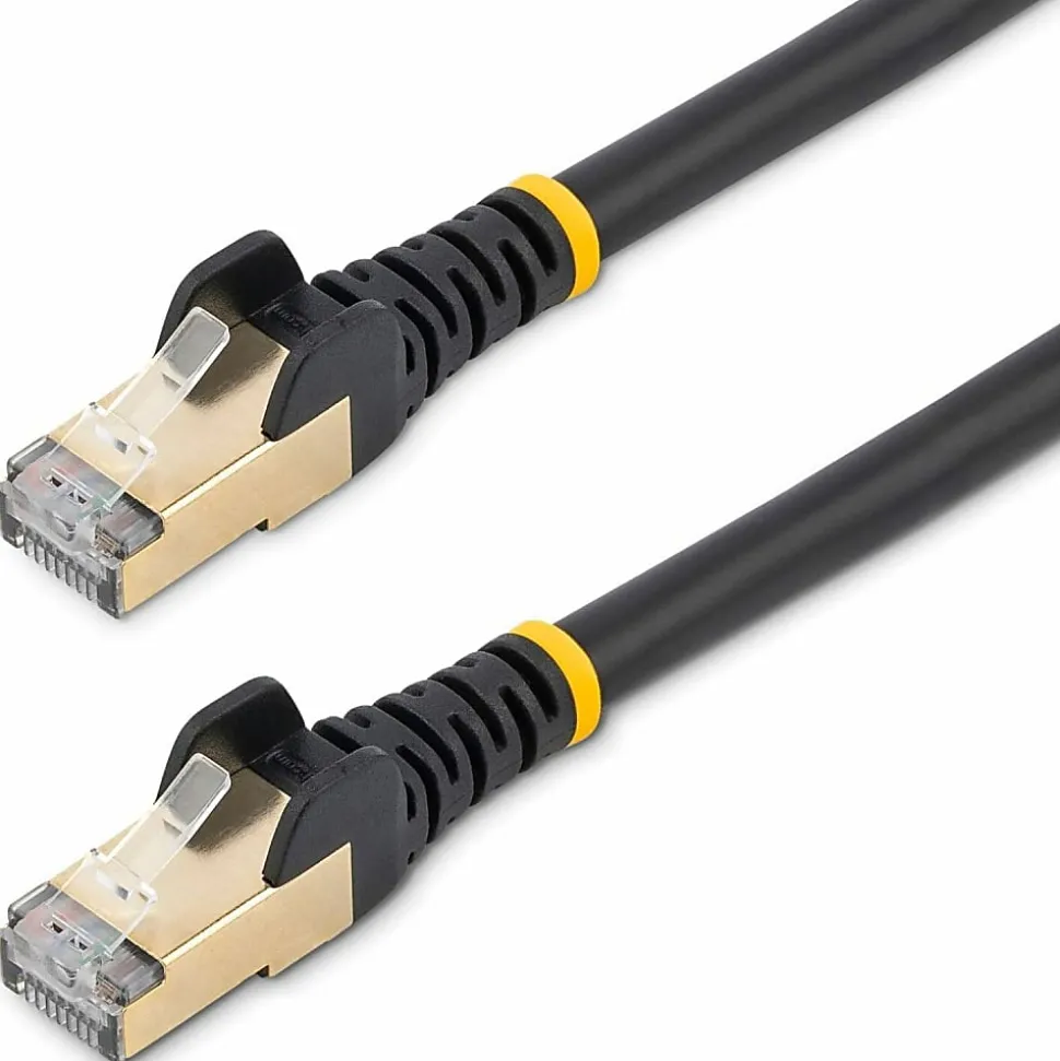 StarTech.com 9ft Black Cat6a Shielded Patch Cable - Cat6a Ethernet Cable - 9 ft Cat 6a STP Cable - Snagless RJ45 Ethernet Cord - C6ASPAT9BK