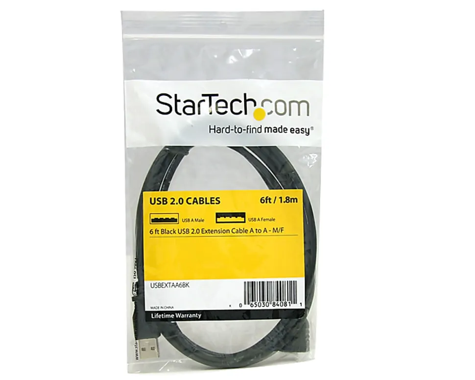 StarTech.com 6 ft Black USB 2.0 Extension Cable A to A - M/F - Extends the your current USB device cable by 6 feet - USBEXTAA6BK