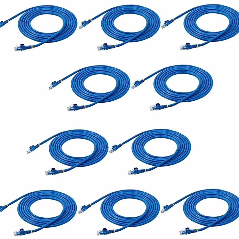 StarTech.com 10 ft. CAT6 Cable - 10 Pack - BlueCAT6 Patch Cable - Snagless RJ45 Connectors - Category 6 Cable - 24 AWG (N6PATCH10BL10PK)