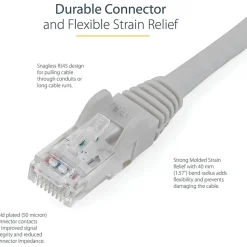 StarTech.com 30ft Gray Cat6 Patch Cable with Snagless RJ45 Connectors - Long Ethernet Cable - 30ft Cat 6 UTP Cable - N6PATCH30GR