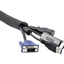 StarTech.com 10ft (3m) Cable Management Sleeve, Braided Mesh Wire Wraps/Floor Cable Covers, Computer Cable Manager/Cord Concealer