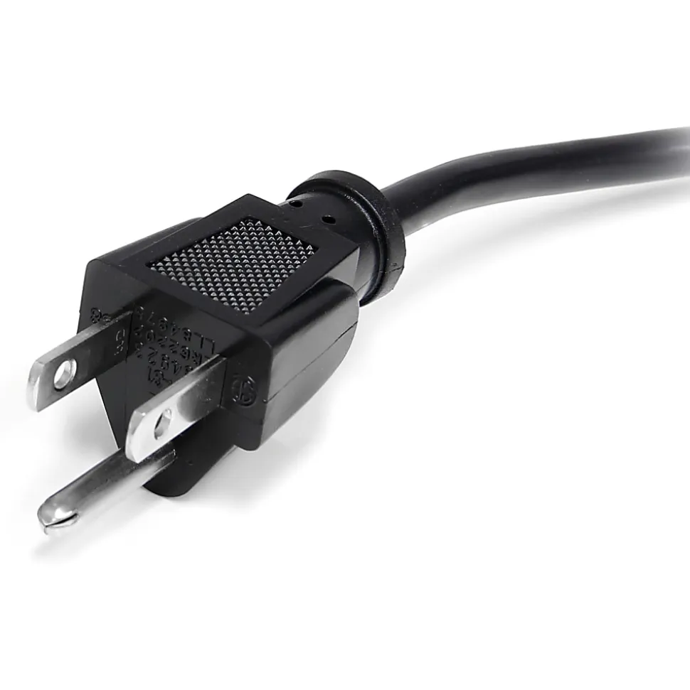 StarTech.com 12ft (3.6m) Computer Power Cord, NEMA 5-15P to C13, 10A 125V 18AWG, Black Replacement AC PC Power Cord TV/Monitor Power Cable