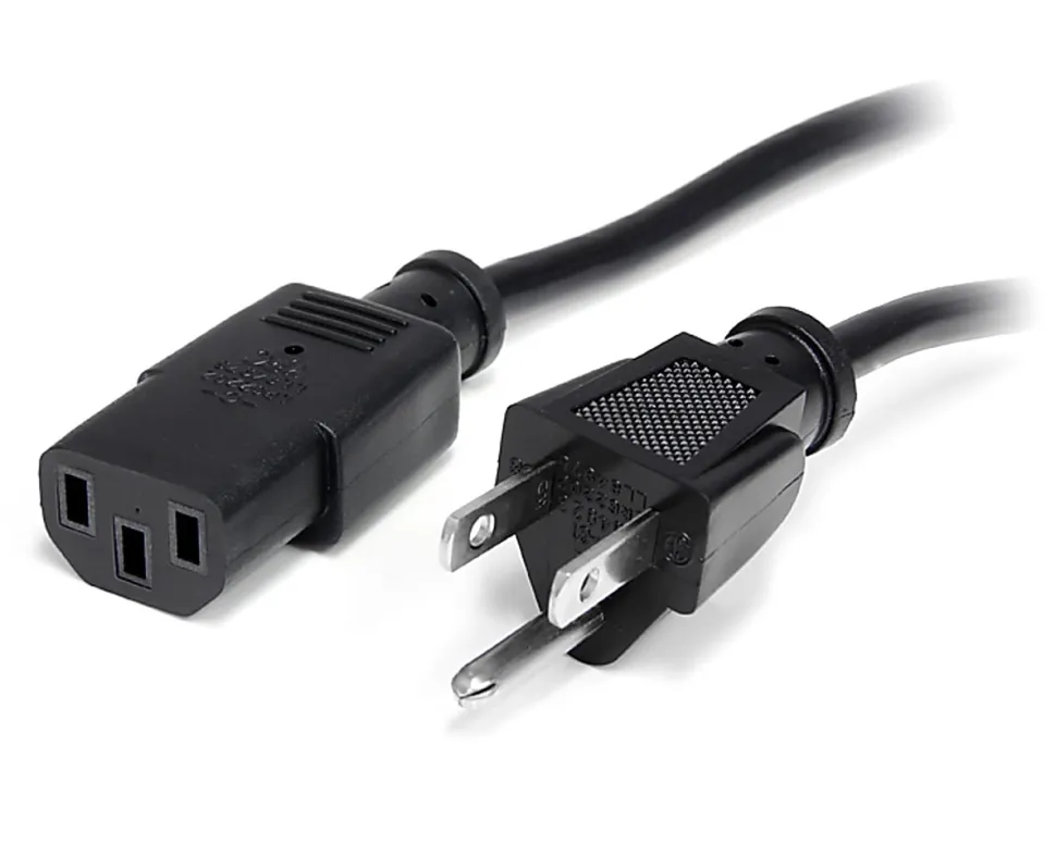 StarTech.com 12ft (3.6m) Computer Power Cord, NEMA 5-15P to C13, 10A 125V 18AWG, Black Replacement AC PC Power Cord TV/Monitor Power Cable