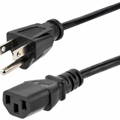 StarTech.com 12ft (3.6m) Computer Power Cord, NEMA 5-15P to C13, 10A 125V 18AWG, Black Replacement AC PC Power Cord TV/Monitor Power Cable