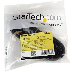 StarTech.com 12ft (3.6m) Computer Power Cord, NEMA 5-15P to C13, 10A 125V 18AWG, Black Replacement AC PC Power Cord TV/Monitor Power Cable