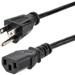 StarTech.com 12ft (3.6m) Computer Power Cord, NEMA 5-15P to C13, 10A 125V 18AWG, Black Replacement AC PC Power Cord TV/Monitor Power Cable