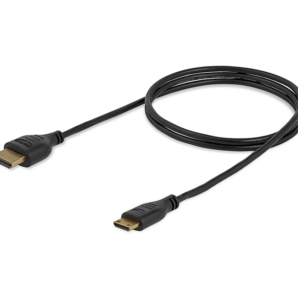 StarTech.com 3ft Mini HDMI to HDMI Cable with Ethernet, 4K 30Hz High Speed Slim Mini HDMI 1.4 (Type-C) Device to HDMI Adapter Cable/Cord