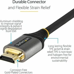StarTech.com 6ft (2m) Premium Certified HDMI 2.0 Cable, High Speed Ultra HD 4K 60Hz HDMI Cable with Ethernet, HDR10, UHD HDMI Monitor Cord - HDMMV2M