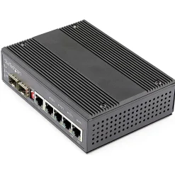 StarTech.com Industrial 5 Port Gigabit Ethernet Switch w/4 PoE RJ45 +2 SFP Slots 30W 802.3at PoE+ 1 - IES1G52UP12V