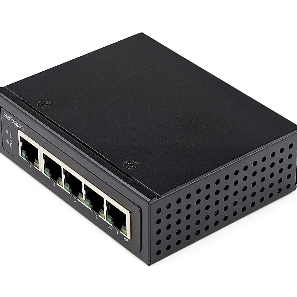 StarTech.com Industrial 5 Port Gigabit PoE Switch 30W - Power Over Ethernet Switch - GbE POE+ Network Switch - IESC1G50UP