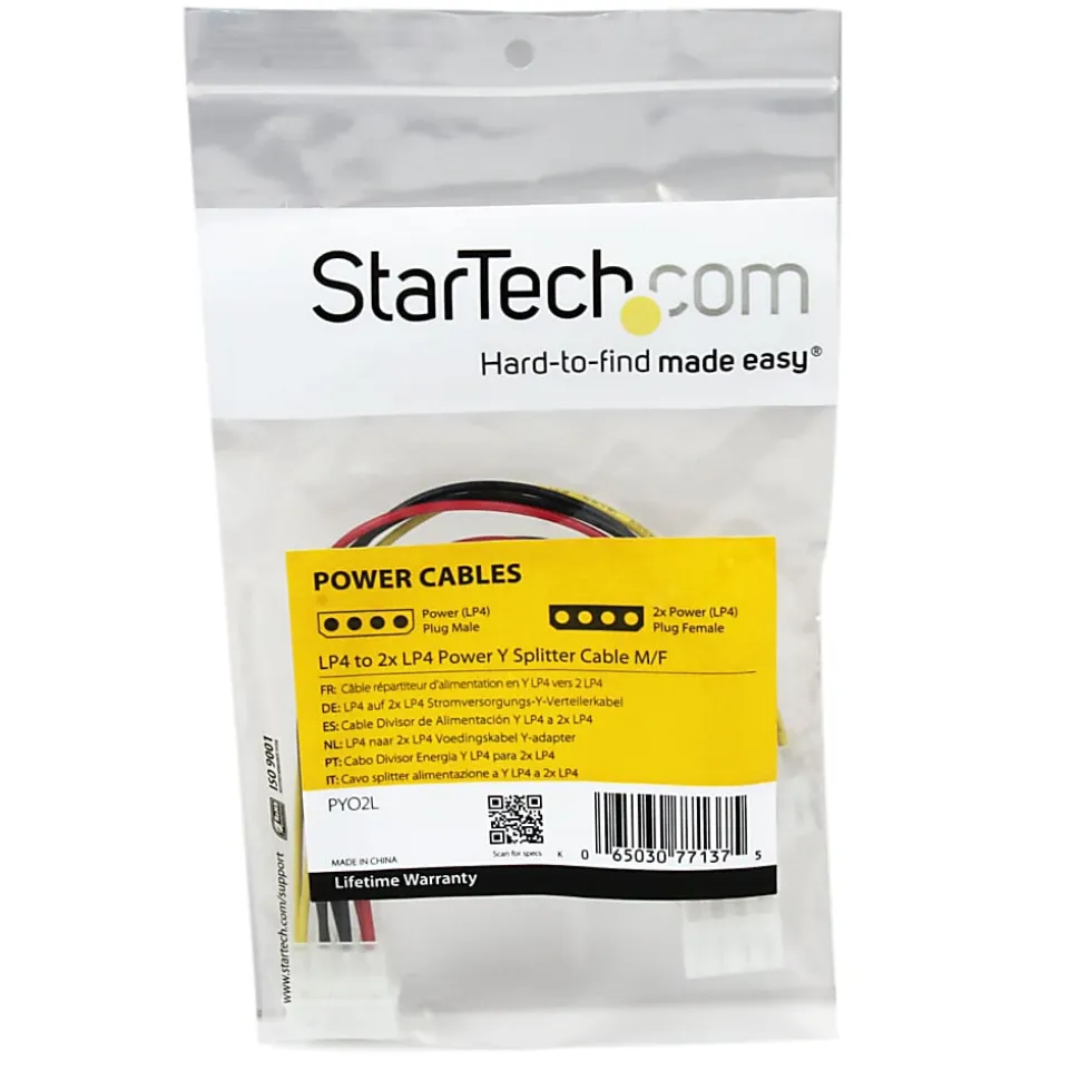 StarTech.com LP4 to 2x LP4 Power Y Splitter Cable - Power cable - 4 pin internal power (F) - 4 pin internal power (M)