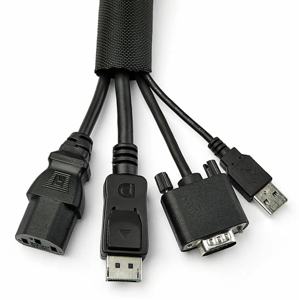 StarTech.com 15' / 4.6 m Cable Management Sleeve - Trimmable Fabric - Cord Concealer - Wire Hider - Cord Organizer (WKSTNCM2)