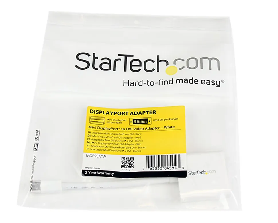 StarTech.com Mini DisplayPort® to DVI Video Adapter Converter - White - Connect a DVI display to a Mini-DisplayPort-equipped PC or Mac computer