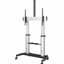 StarTech.com Mobile TV Stand, Heavy Duty TV Cart for 60-100" Display (100kg/220lb) - W/ 2 equipment shelves (STNDMTV100) - Cart - Â - STNDMTV100
