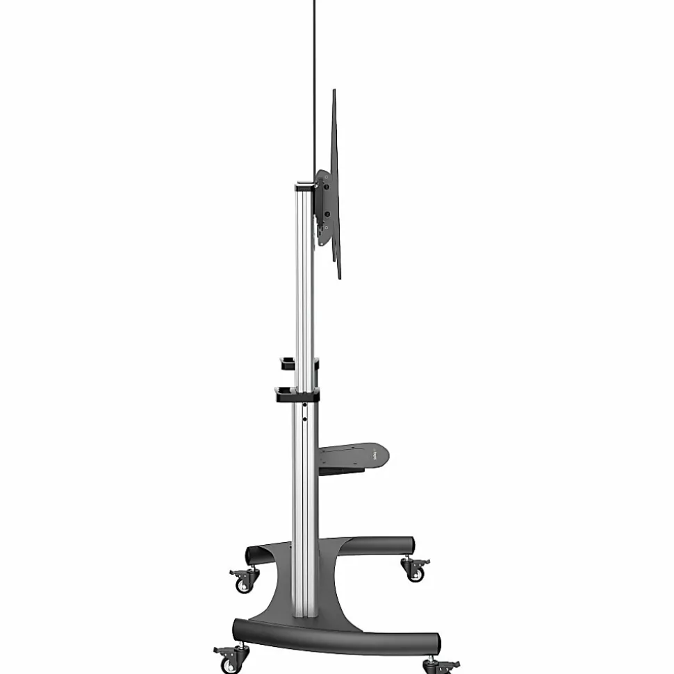 StarTech.com Mobile TV Stand, Heavy Duty TV Cart for 60-100" Display (100kg/220lb) - W/ 2 equipment shelves (STNDMTV100) - Cart - - STNDMTV100