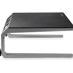 StarTech.com Monitor Riser Stand - For up to 32 Monitor - Height Adjustable - Computer Monitor Riser - Steel and Aluminum - Black, Silver