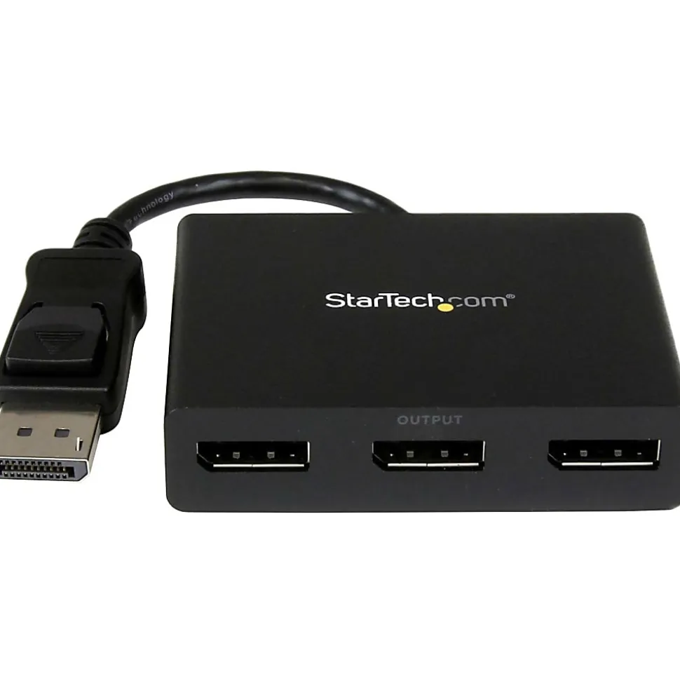 StarTech.com 3-Port Multi Monitor Adapter, DisplayPort 1.2 MST Hub, Dual 4K, 1x 1080p, Video Splitter for Extended Desktop Mode, Windows