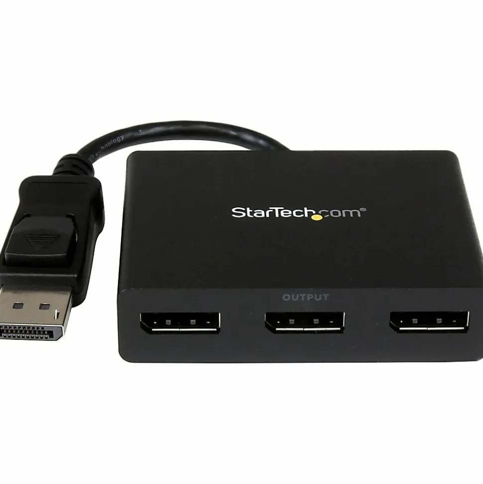 StarTech.com 3-Port Multi Monitor Adapter, DisplayPort 1.2 MST Hub, Dual 4K, 1x 1080p, Video Splitter for Extended Desktop Mode, Windows