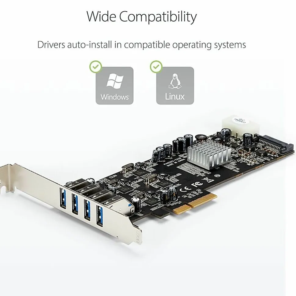 StarTech.com 4 Port PCI Express (PCIe) SuperSpeed USB 3.0 Card Adapter w/ 4 Dedicated 5Gbps Channels - PEXUSB3S44V
