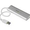 StarTech.com 4 Port Portable USB 3.0 Hub with Built-in Cable - Aluminum and Compact USB Hub