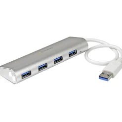 StarTech.com 4 Port Portable USB 3.0 Hub with Built-in Cable - Aluminum and Compact USB Hub
