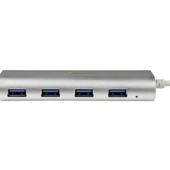 StarTech.com 4 Port Portable USB 3.0 Hub with Built-in Cable - Aluminum and Compact USB Hub