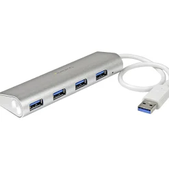 StarTech.com 4 Port Portable USB 3.0 Hub with Built-in Cable - Aluminum and Compact USB Hub