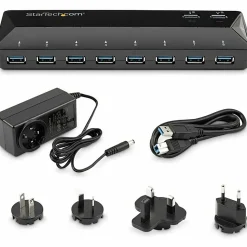 StarTech.com 10-Port USB 3.0 Hub with Charge and Sync Ports - 2 x 1.5A Ports - Desktop USB Hub and Fast-Charging Station