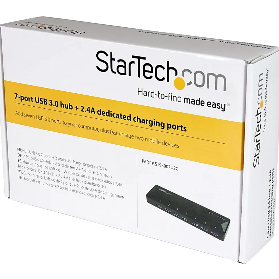 StarTech.com 10-Port USB 3.0 Hub with Charge and Sync Ports - 2 x 1.5A Ports - Desktop USB Hub and Fast-Charging Station