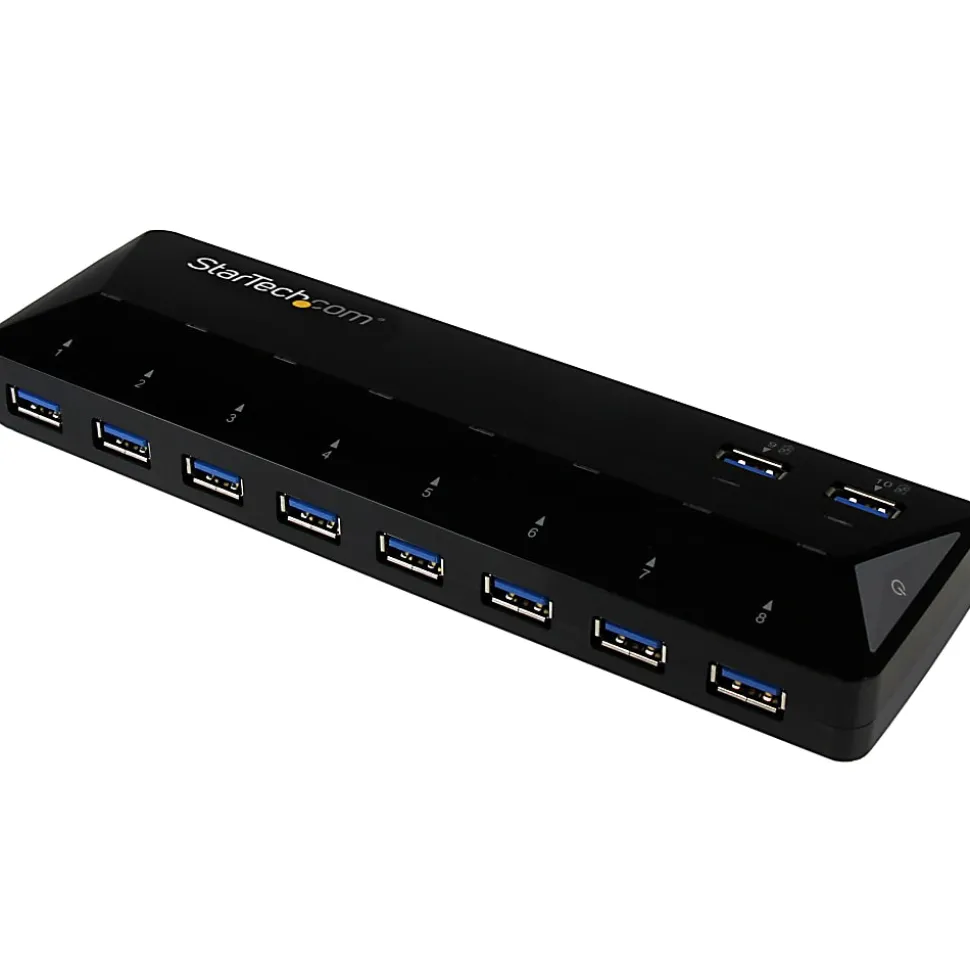 StarTech.com 10-Port USB 3.0 Hub with Charge and Sync Ports - 2 x 1.5A Ports - Desktop USB Hub and Fast-Charging Station