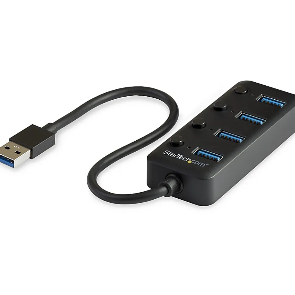 StarTech.com 4-Port USB 3.0 Hub - 4x USB-A Ports with Individual On/Off Switches - Bus-Powered USB Splitter - HB30A4AIB